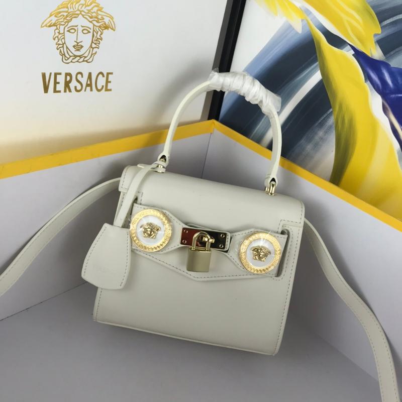 Versace Chain Handbags DBGF313 Full Leather Solid White